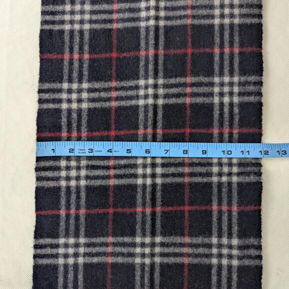 Burberry Lambswool Scarf Black/Navy – Unisex – Elegant Warm Accessory - Picture 7 of 7